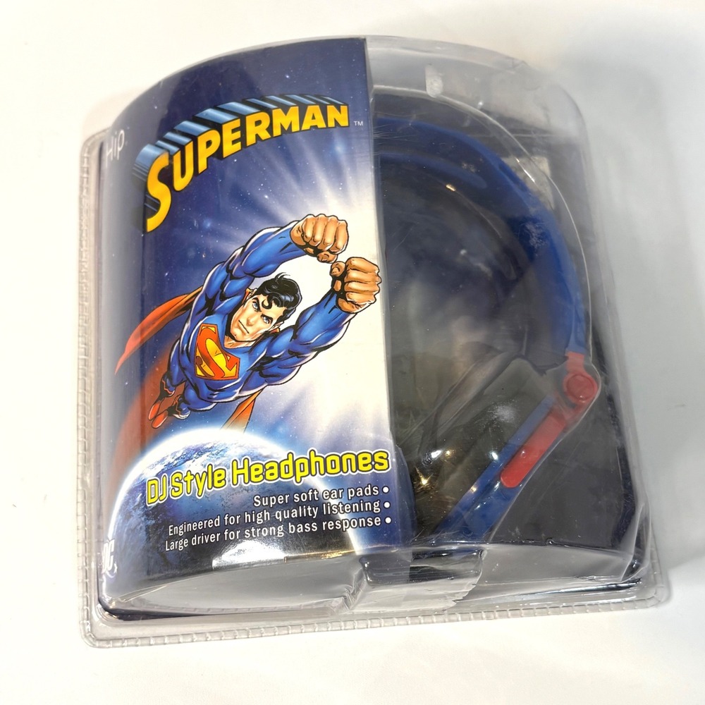 iHip Superman DJ Style Headphones Over Ear Blue Red DC Comics DCF2400SU New